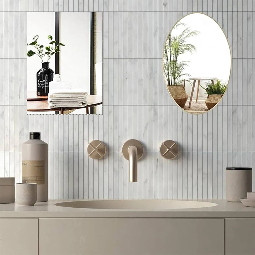 Mirror Sticker for Wall(Oval+Rectangular) Pack of 2 (BUY 1 GET 1 FREE)